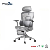 Silla de Oficina Ergonómica Moderna de Malla con Reposabrazos 7D, Reposacabezas 4D, Soporte Lumbar de 3 Zonas y Reposapiés Retráctil para Elevación a Gas, Certificación BIFMA CE, para Oficina en Casa
