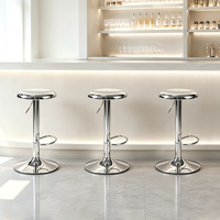 Tabouret de bar pivotant réglable en hauteur en métal chromé moderne avec design minimaliste pour bar à domicile, salle à manger, usage commercial, finition argentée