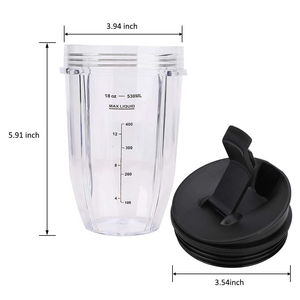 קובץ מצורף בלנדר 2pcs החלפת 18oz צנצנת כוס עם זרבובית מכסה עבור 900w 1000w <span class=keywords><strong>Ninja</strong></span> בלנדר אוטומטי iQ BL640/641/BL642/BL642W - Product Image 2