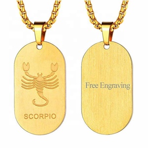 Collana con ciondolo con etichetta oroscopo in acciaio inossidabile placcato oro all'ingrosso personalizzabile <span class=keywords><strong>astrologia</strong></span> 12 segno zodiacale - Product Image 2