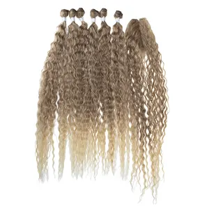 Sleek wholesale factory supplier cheap 30-inch blond heat resistant water deep wave bundle with closure synthetic hair extension