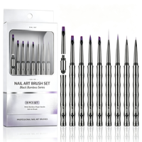 Yihuale Nouveauté – Ensemble de 8 pinceaux à ongles professionnels avec manche en métal en forme de bambou et embouts détachables, personnalisables avec logo, pour salon de manucure