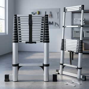 Échelle télescopique moderne 5,1 m 12 marches en aluminium pliable portable avec verrouillage des marches Capacité de charge de 150 kg pour usage domestique - Product Image 3