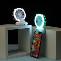 Ventilateur portable pliable AntarcChill avec logo personnalisé, miroir de maquillage et lumière intégrée – Vente en gros