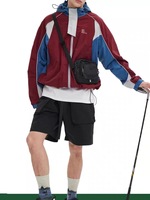 Veste coupe-vent rétro imperméable à blocs de couleur avec fermeture éclair, respirante, décontractée, pour hommes et femmes, idéale pour la randonnée