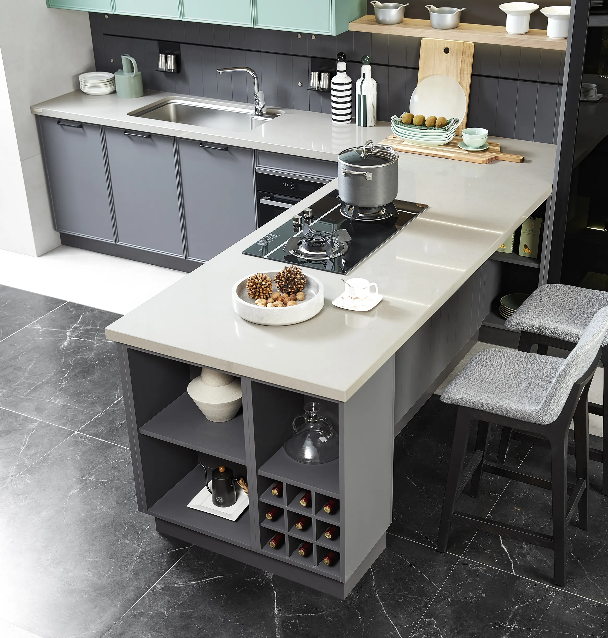 High End Luxury Home Storage Complete Wooden Furniture Custom Solid Wood Modular Modern Design Kitchen Cabinet