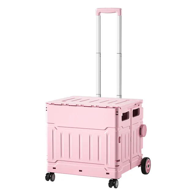 New Pink Grocery Allrad Faltbare Autos Einkaufs wagen Supermarkt Gepäck Camping wagen mit Abdeckung Stahl Kunststoff Durabl