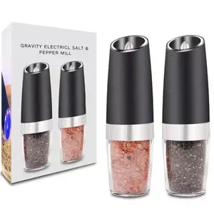 Electric Gravity Salt Pepper Grinder Set Spice Jar Rechargeable Black Pepper Mill Grinder Set With Stand