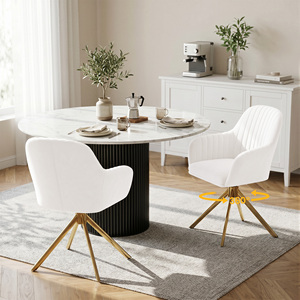 Modern Upholstered Swivel Accent Chair Thick High Resilience Foam <b>Dining</b> Chair with Metal Base Comfort <b>Armchair</b> for Home Office - Product Image 2