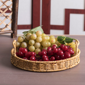 Cesta de Almacenamiento Ovalada de Imitación de Ratán con Asa para Exhibir Frutas y Servir Bocadillos - Product Image 1