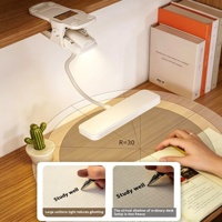 Lampe de bureau LED portable rechargeable par USB 3-en-1 avec clip, gradation progressive, 3 modes de couleur, lumière de lecture pour l'étude