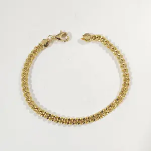 Xinfly 3.2mm 4.2mm 5.3mm wholesale custom Classic Men and Women Pure 18K Gold miami Cuban flat link chain Bracelet