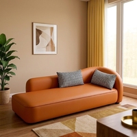 Canapé Longsen en similicuir style nordique, avec dossier incurvé en éponge, canapé-lit tendance pour chambre et gîte
