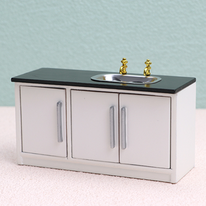 Maison de poupée 1/12 Cabinet d'évier en <span class=keywords><strong>bois</strong></span> Maison de poupée Mini meubles de cuisine Banc de cuisine miniature <span class=keywords><strong>Poêle</strong></span> - Product Image 4