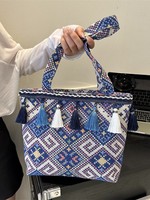 Nouveau Sac à Bandoulière Tendance, Sac Fourre-Tout Décontracté, Sac à Main Polyvalent Léger en Toile à Motifs Ethniques, Sac à Dos en Polyester et Peluche