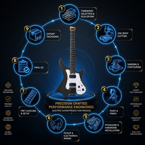 Guitare électrique sans tête sur mesure pour le voyage et la portabilité, avec personnalisation du logo, OEM ODM. - Product Image 4