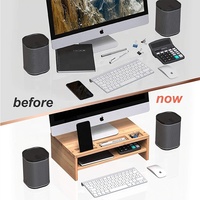 Bamboe bureau computermonitor verhoger met opbergorganizer 2 planken voor iMac printer laptop standaard