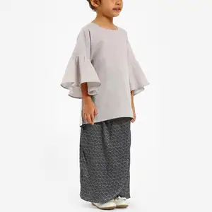 Baju Batik Wanita, Baju Batik Lembut Grosir Natal Piyama Pakaian Anak-anak Islami dengan Anak-anak Pendek Wanita Abaya