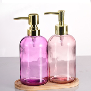 Flacone dosatore in <span class=keywords><strong>vetro</strong></span> trasparente da 400 ml per gel doccia, shampoo, sapone liquido, per casa e hotel - Product Image 3
