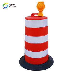 Tambour de signalisation routière haute visibilité en plastique avec bandes réfléchissantes pour la construction routière - Product Image 3