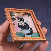 Cadre photo aimanté pour réfrigérateur, aimant souple en bois, autocollant décoratif pour réfrigérateur, design chat mignon