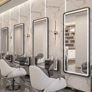 เฟอร์นิเจอร์ร้านเสริมสวยสปาผมหรูหราทันสมัยปี 2025 อุปกรณ์ทำผมแบบเต็มตัว สถานีช่างตัดผมพร้อมกระจกและไฟ LED - Product Image 1