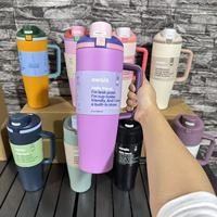 Gobelet isotherme en acier inoxydable de 40 oz avec poignée, logo personnalisé, réutilisable, pour café glacé, mug de voyage