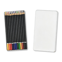 Crayons de couleur en bois, 12 couleurs, ensemble de crayons de couleur personnalisés avec boîte en métal pour enfants, fournitures scolaires, fournitures de bureau, papeterie pour artistes, dessin