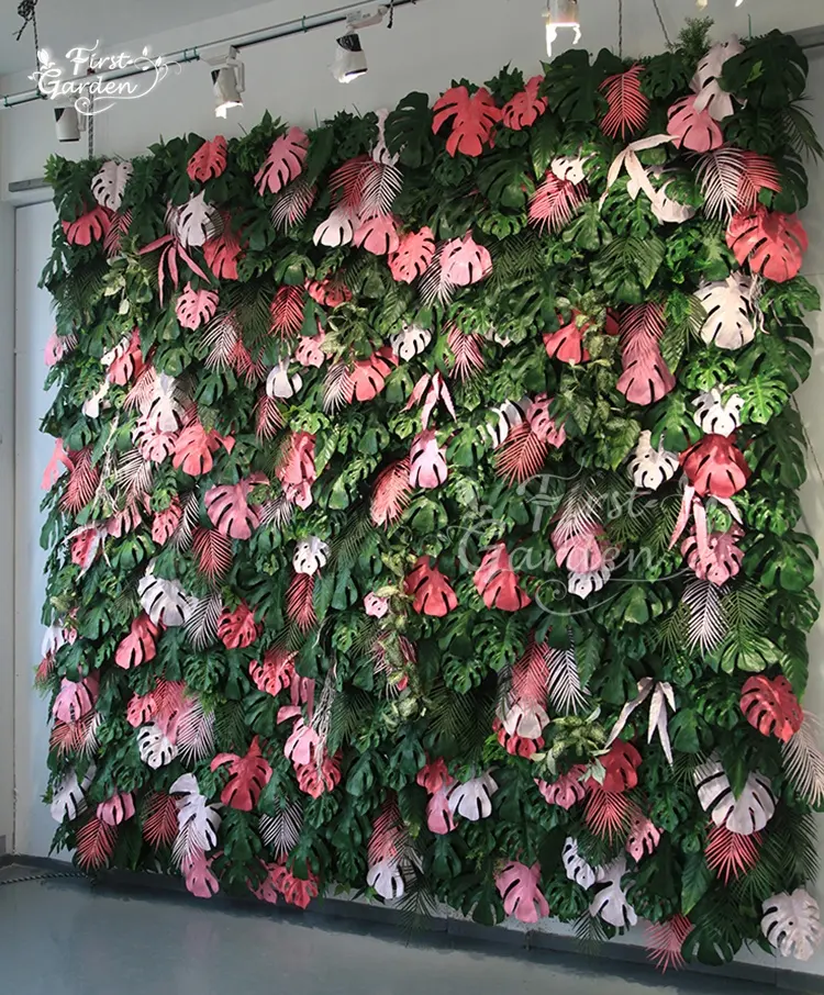 Artificiale piante colorate della parete per la decorazione Monstera foglia Foglie Verdi Sfondo di Nozze per all'aperto o al coperto