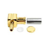 Connecteur RF MCX mâle coudé à sertir pour câble coaxial RG316 RG174, plaqué or, 50 Ohm, DC-6GHz