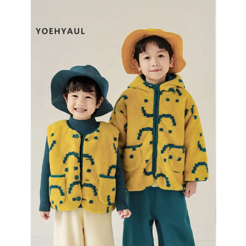 Clothing Supplier Three- Pieces Set Printed Fleece Kids Coats Winter Warm With Hooded Overcoats For Kids Outfits For Children