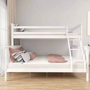 Lit superposé double sur grand lit avec escalier en bois massif, cadre d'escalier durable au design moderne pour chambre à coucher avec barrières de sécurité - Product Image 2