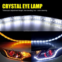 Bande lumineuse LED flexible dynamique 50 cm 16 SMD, effet larmes d'ange, clignotant jaune, DRL blanc fluide, feux de jour