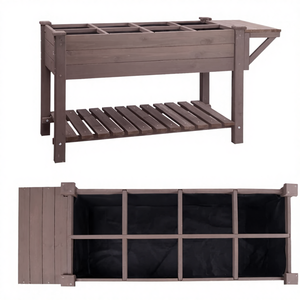 Grand bac à plantes surélevé en bois de pin rustique avec trous de drainage - Écologique pour fleurs, herbes et légumes - Product Image 4