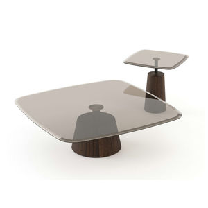 Sang trọng hiện đại vuông kính màu hàng Đầu Gỗ travertine Đá Cẩm Thạch Bàn cà phê thiết lập chải vàng thép không gỉ BBQ Side <span class=keywords><strong>End</strong></span> bảng - Product Image 2