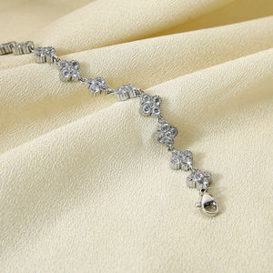 Zircone bracciale a forma di fiore bracciale di lusso per le donne Joyas De Acero inossidabile Al Por Mayor squisito bracciale in acciaio inox - Product Image 5