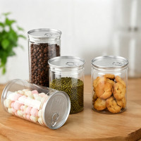 Pot en plastique PET transparent de haute qualité de 850 ml avec couvercle facile à ouvrir pour bonbons, sucre, collations, chewing-gum, crème cosmétique et plus encore
