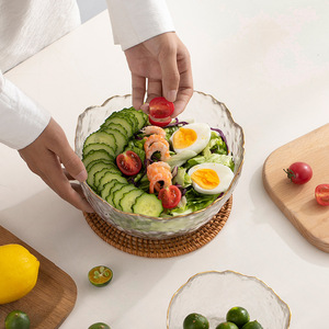 Bắc Âu sang trọng vàng rim trái cây Tấm đặt thủy tinh trong suốt pha lê Bát salad phong cách Nhật Bản quảng cáo Bộ đồ ăn - Product Image 3