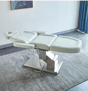 Prix premium or blanc électrique réglable salon cils cosmétique fauteuil facial 3 moteurs beauté inclinable lit de massage nu