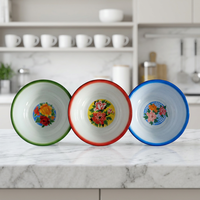 Vasque décorative en émail en promotion Lavabo sur pied en céramique avec revêtement émaillé et motif floral