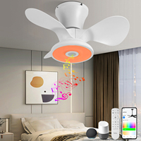 Ventilateur de plafond en plastique de 24 pouces avec lumière, mini haut-parleur RGB scandinave, commande vocale Wi-Fi, moteur DC pour chambre d'enfant, OEM ODM