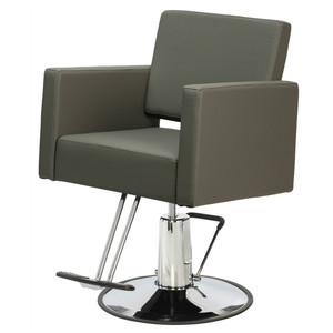Chaise de barbier réglable en hauteur, cuir noir, base en acier inoxydable, usage commercial - Product Image 4