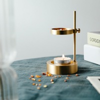 Diffuseur d'huiles essentielles en laiton massif Maxery Bougeoir à bougie chauffe-plat réglable Parfum de maison Porte-encens multifonctionnel