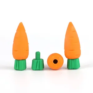 Hot 3d serie di verdure Forniture di cancelleria Della Novità OEM divertente per bambini rimovibile di gomma Del Fumetto cibo mini forma di carota gomma da matita