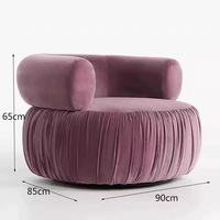 Fauteuil individuel moderne et luxueux en velours plissé, pivotant, pour salons et hôtels - Vente directe usine