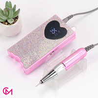 Nouvel arrivage : Kit de ponceuse à ongles portable rechargeable avec moteur sans balais, design cœur et cristaux brillants, 35000 tr/min