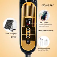 Ventilateur sur pied solaire rechargeable 16 pouces avec télécommande, hauteur réglable, ventilateur de secours pour panne de courant et utilisation en extérieur