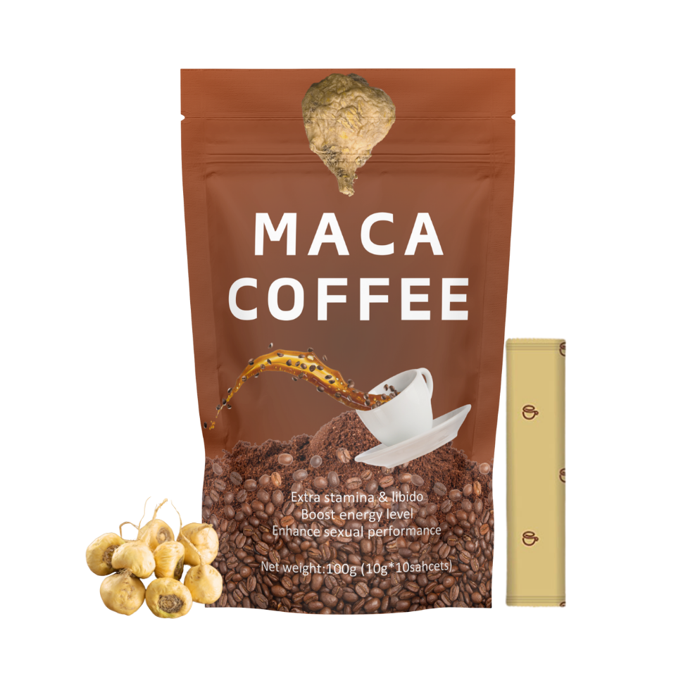 OEM X Power Energy Maca растворимый кофе для мужчин, сексуальный усилитель выносливости со сладким вкусом, черный, упакованный в пакет со вкусом сахара