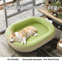 Coussin pour animaux de compagnie imperméable et lavable, ovale, pour chiens et chats, avec housse amovible, pour chiens de petite et moyenne taille, toutes saisons, intérieur