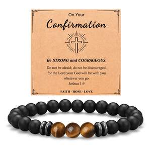 To My Bonus Dad Husband Soulmate Uncle With Paper <strong>Card</strong> Bracelet for Men Teen Boys Father's Day <strong>Christmas</strong> Gift Tiger Eye Stone - Product Image 1